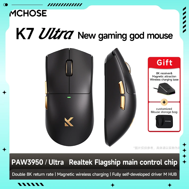 Mchose K7 Ultra Wireless, три режима, средняя и большая ручная легкая мышь, эргономичная компьютерная мышь для киберспорта, офиса Paw3950
Mchose K7 Ultra Wireless, три режима, средняя и большая ручная легкая мышь, эргономичная компьютерная мышь для киберспорта, офиса Paw3950