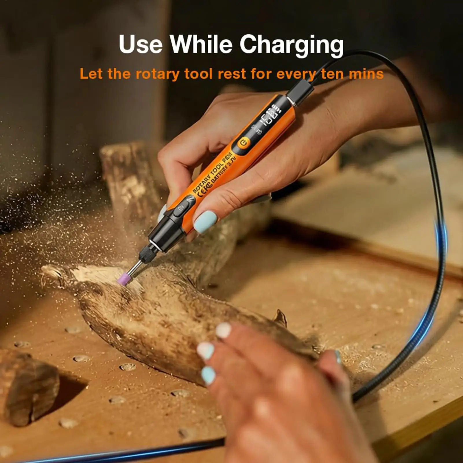 Rotary Tool 6 Speed Rechargeable Drilling Pen Hand Tool With Light For Jewelry Making Handcrafting Model Restoration Electronics