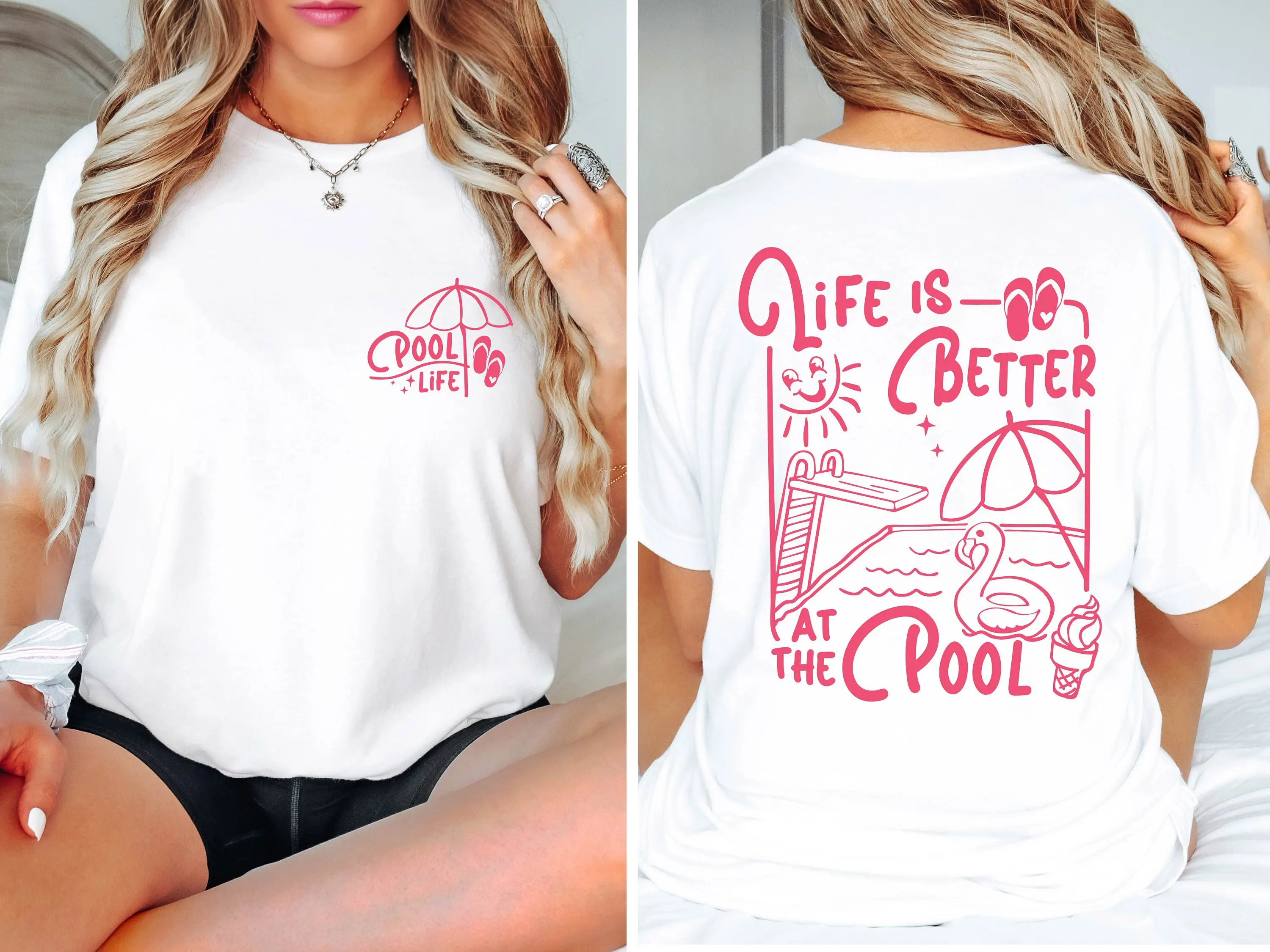 Plus Size Summer Women's Retro Life Is Better At The Pool T-Shirt Cotton Breathable Stylish Versatile Street Style Oversized
Plus Size Summer Women's Retro Life Is Better At The Pool T-Shirt Cotton Breathable Stylish Versatile Street Style Oversized