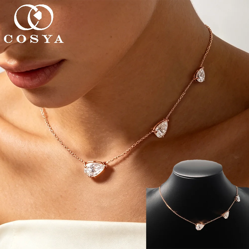 COSYA 9cttw Pear Cut Moissanite Necklace for Women S925 Silver 3 Gems East West Gradient Waterdrop Diamond Fine Jewelry Gift
COSYA 9cttw Pear Cut Moissanite Necklace for Women S925 Silver 3 Gems East West Gradient Waterdrop Diamond Fine Jewelry Gift