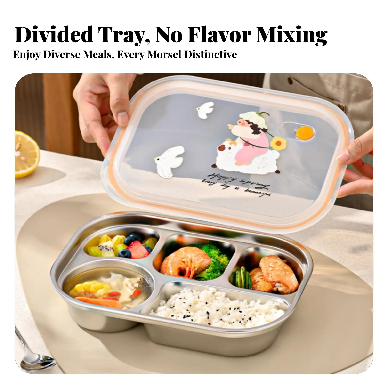 Термоизолированный ланч-бокс из нержавеющей стали 316, с несколькими отделениями, мультяшный дизайн, большая вместимость, для студентов
Термоизолированный ланч-бокс из нержавеющей стали 316, с несколькими отделениями, мультяшный дизайн, большая вместимость, для студентов