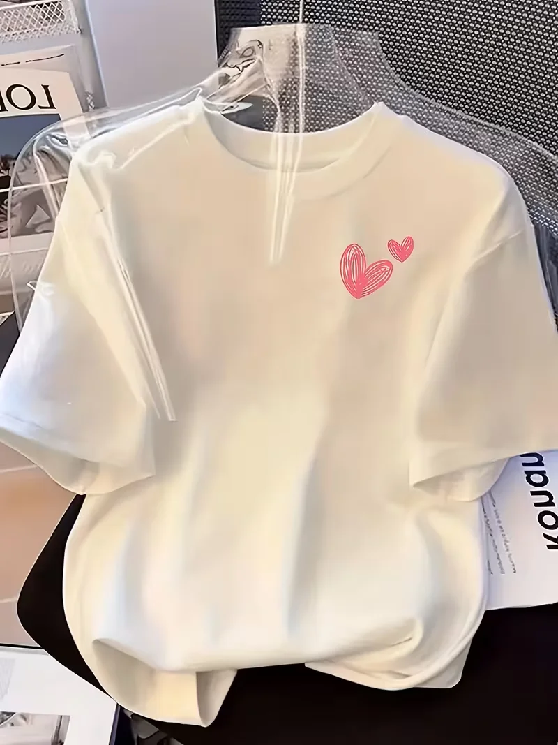 Women's Sweet Heart Graphic Tee, Casual Round Neck Short Sleeve Shirt, Soft All-Match Top for Daily Wear and Leisure Occasions
Women's Sweet Heart Graphic Tee, Casual Round Neck Short Sleeve Shirt, Soft All-Match Top for Daily Wear and Leisure Occasions