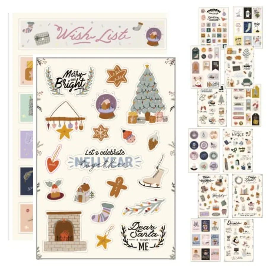 Merry Christmas Stickers - 14 Sheets of Seasonal Winter, Hygge and Holiday Planner for Journaling, Scrapbooking, Greeting Cards
Merry Christmas Stickers - 14 Sheets of Seasonal Winter, Hygge and Holiday Planner for Journaling, Scrapbooking, Greeting Cards