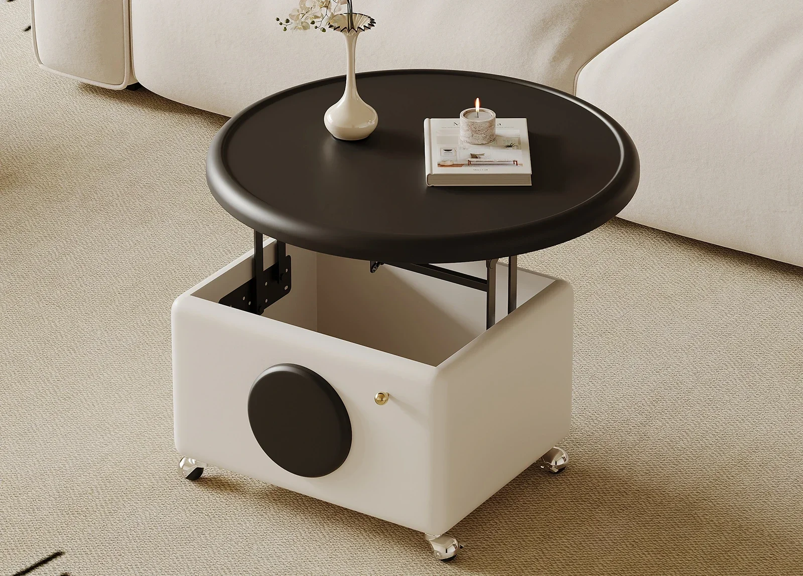 French cream style movable coffee table living room household small apartment high-end lifting round
French cream style movable coffee table living room household small apartment high-end lifting round