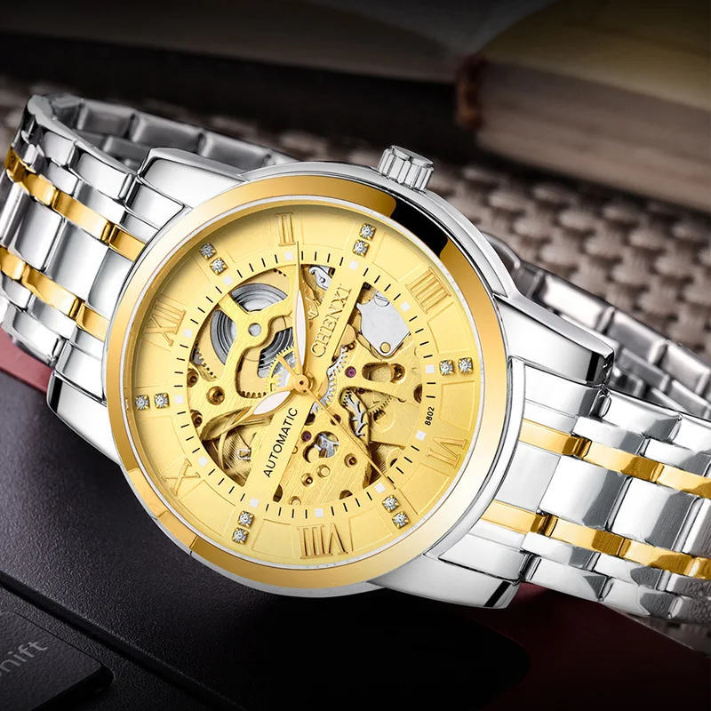 CHENXI Mechanical Watches Men Luxury Gold Skeleton Watches Stainless Steel Band Automatic Mechanical Wristwatches Reloj Hombre
CHENXI Mechanical Watches Men Luxury Gold Skeleton Watches Stainless Steel Band Automatic Mechanical Wristwatches Reloj Hombre