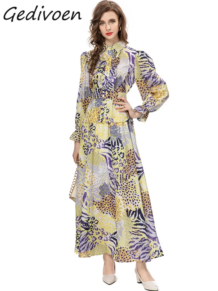 Gedivoen Autumn Fashion Runway Vintage Print Skirt Set Women Ruffle Button Sashes Slim Coat+Elastic Waist Long Skirt 2 Piece Set
Gedivoen Autumn Fashion Runway Vintage Print Skirt Set Women Ruffle Button Sashes Slim Coat+Elastic Waist Long Skirt 2 Piece Set