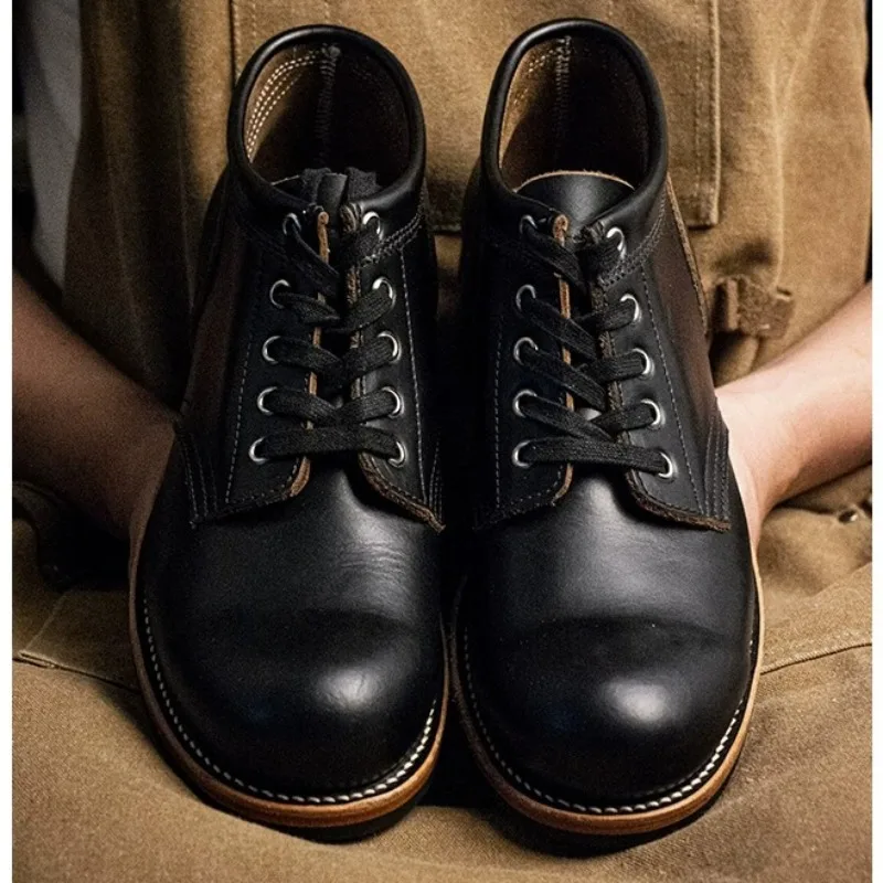 British Retro Lace-up Round Toe Genuine Leather Work Ankle Boots Men's Shoes Motorcycle Handmade Boots Black Male Chelsea Boots
British Retro Lace-up Round Toe Genuine Leather Work Ankle Boots Men's Shoes Motorcycle Handmade Boots Black Male Chelsea Boots