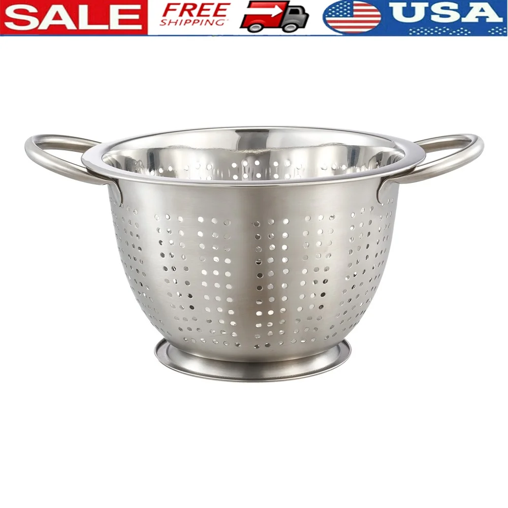 5QT Stainless Steel Colander Strainer Pasta Fruits Vegetables Easy Drainage Rinsing Kitchen Tool with Handles
5QT Stainless Steel Colander Strainer Pasta Fruits Vegetables Easy Drainage Rinsing Kitchen Tool with Handles
