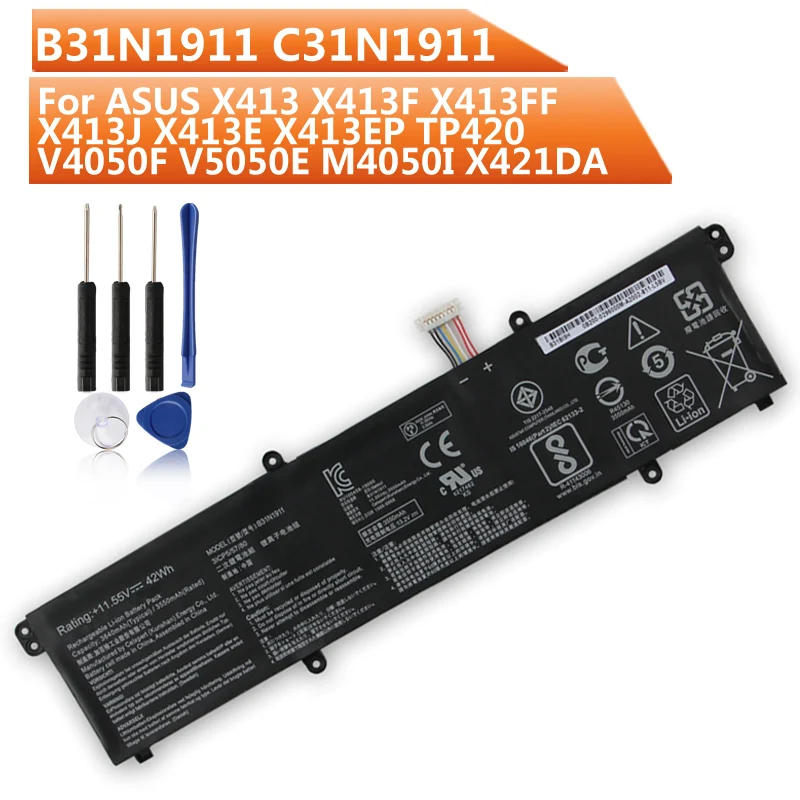 B31N1911 C31N1911 Replacement Battery For ASUS X413 X413F X413FF X413J X413E X413EP TP420 V4050F V5050E M4050I X421DA X421EA
B31N1911 C31N1911 Replacement Battery For ASUS X413 X413F X413FF X413J X413E X413EP TP420 V4050F V5050E M4050I X421DA X421EA