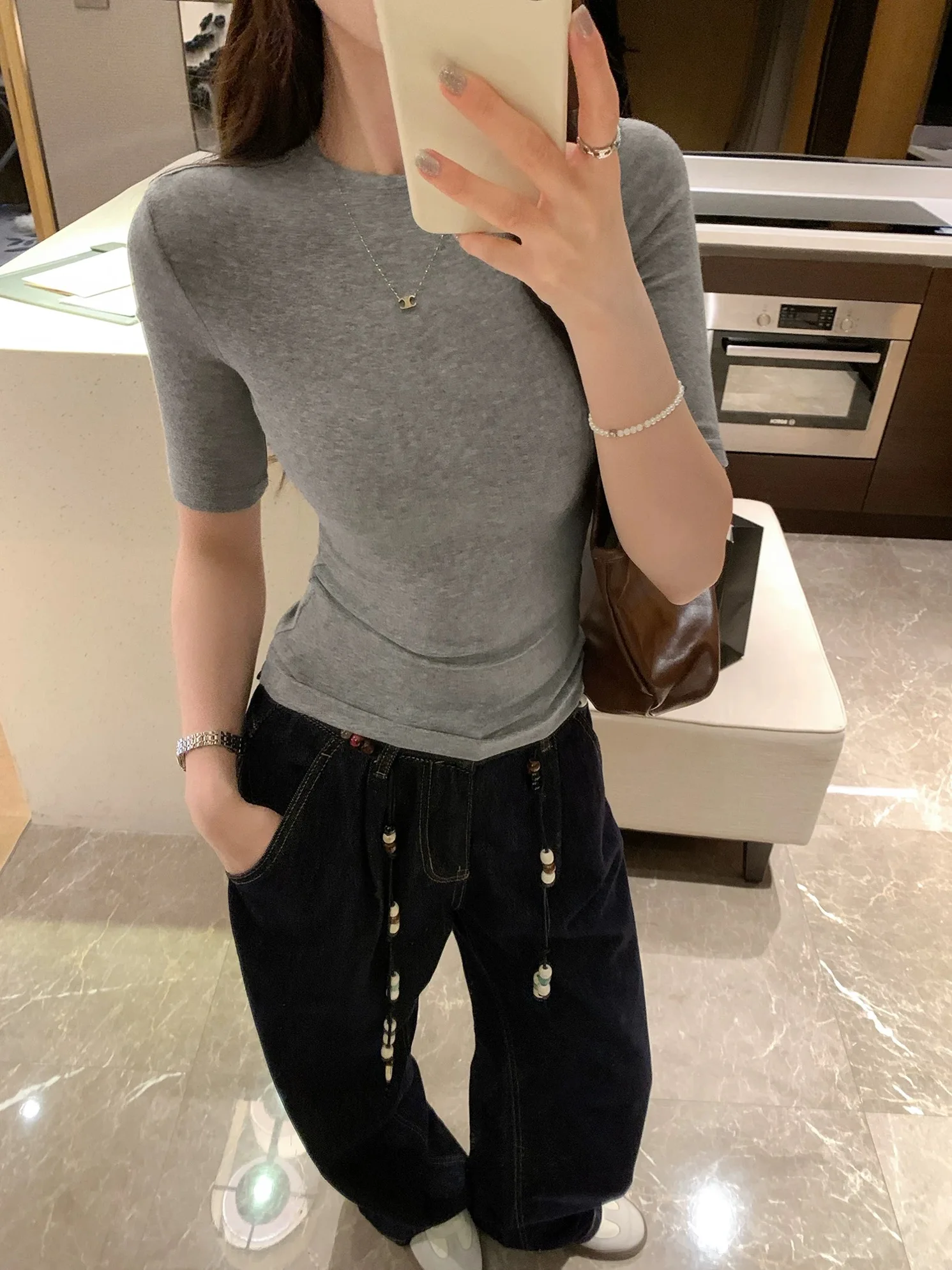Women's round Neck Short Sleeve T-Shirt Slim Fit Inner Wear Casual Summer Top Large Size plus Size Early Autumn Middle Sleeve
Women's round Neck Short Sleeve T-Shirt Slim Fit Inner Wear Casual Summer Top Large Size plus Size Early Autumn Middle Sleeve