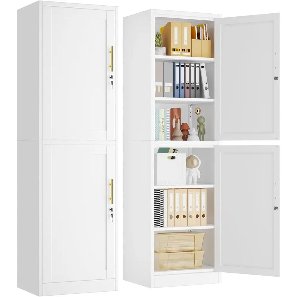 Tall Narrow Metal Storage Cabinet with Lock, 2 Doors & 4 Adjustable Shelves, Ideal for Home, School, Office, Garage, or Gym (Whi
Tall Narrow Metal Storage Cabinet with Lock, 2 Doors & 4 Adjustable Shelves, Ideal for Home, School, Office, Garage, or Gym (Whi