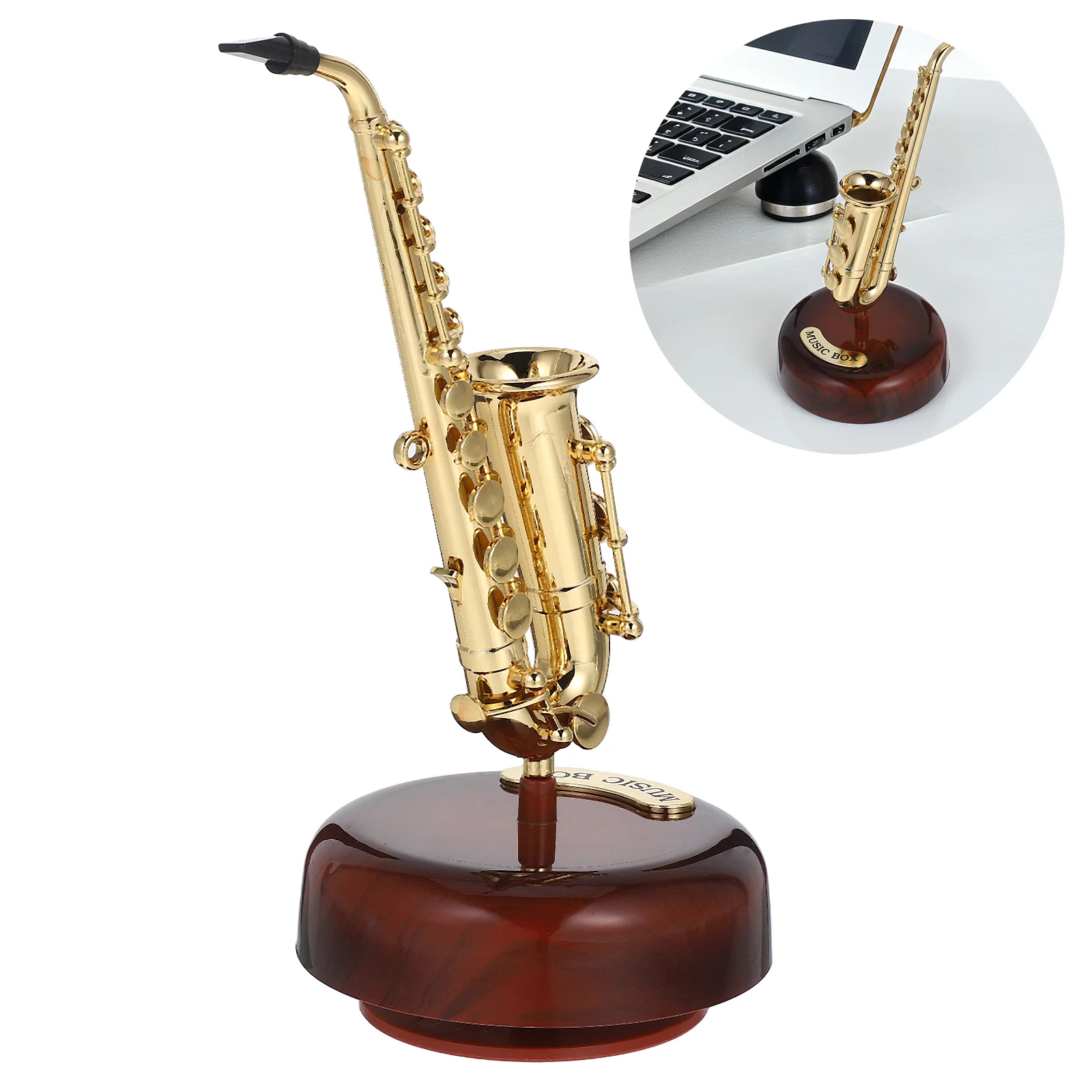 Saxophone Music Box Desktop Instrument Decor Gift for Housewarming Plastic Decorative Delicate Adornment Instruments
Saxophone Music Box Desktop Instrument Decor Gift for Housewarming Plastic Decorative Delicate Adornment Instruments