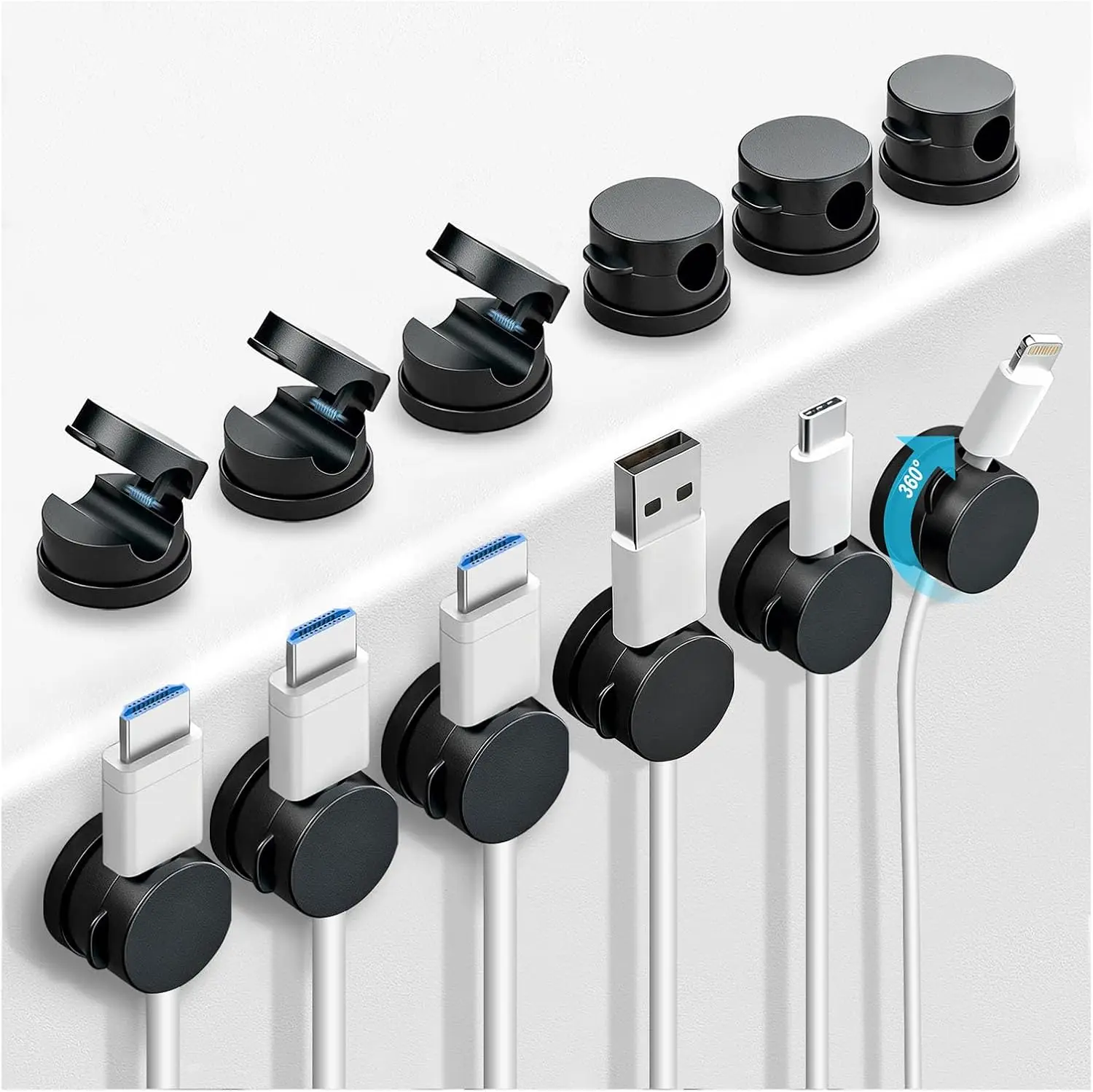 12 Pack 360° Rotatable Spring Cable Clips for Desk, Nightstand, and Car Cord Management
12 Pack 360° Rotatable Spring Cable Clips for Desk, Nightstand, and Car Cord Management