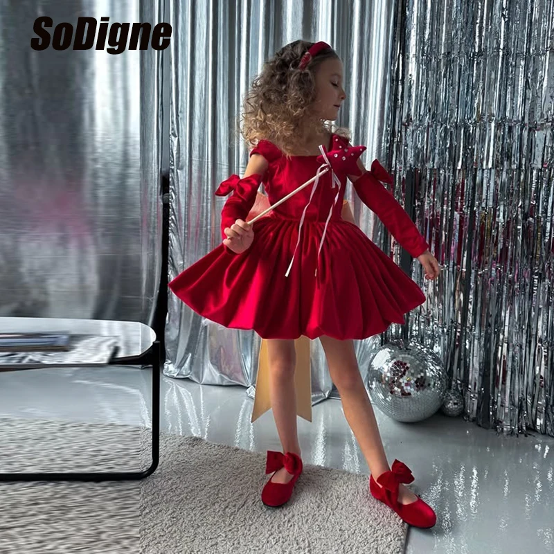 SoDigne A-line Satin Short Flower Girl Dress Square Collar Detachable Sleeves Girls Skirt Dresses Kid Princess Gown Customized
SoDigne A-line Satin Short Flower Girl Dress Square Collar Detachable Sleeves Girls Skirt Dresses Kid Princess Gown Customized