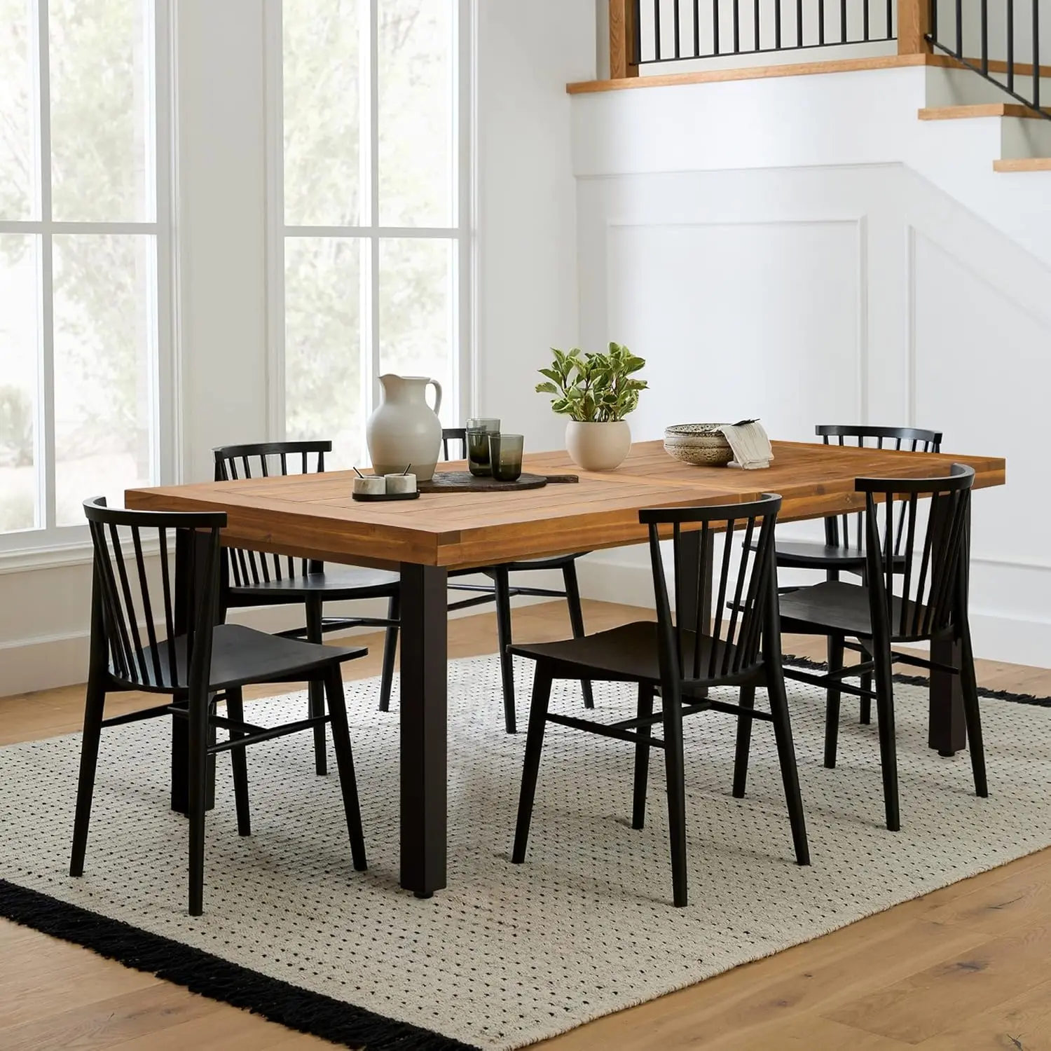 Dining Table for 6 Acacia Wood Indoor Outdoor Home Kitchen Table with Iron Legs Large
Dining Table for 6 Acacia Wood Indoor Outdoor Home Kitchen Table with Iron Legs Large