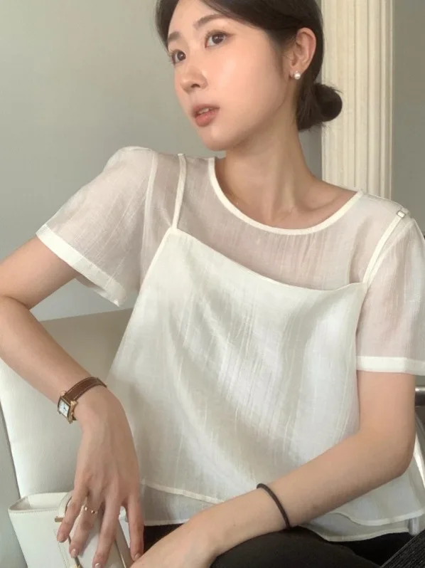French Sle Loose Fit Two-Piece Set Bubble Sve round Ne Texture Sensation Chiffon Top Women's Faion Summer 2025
French Sle Loose Fit Two-Piece Set Bubble Sve round Ne Texture Sensation Chiffon Top Women's Faion Summer 2025
