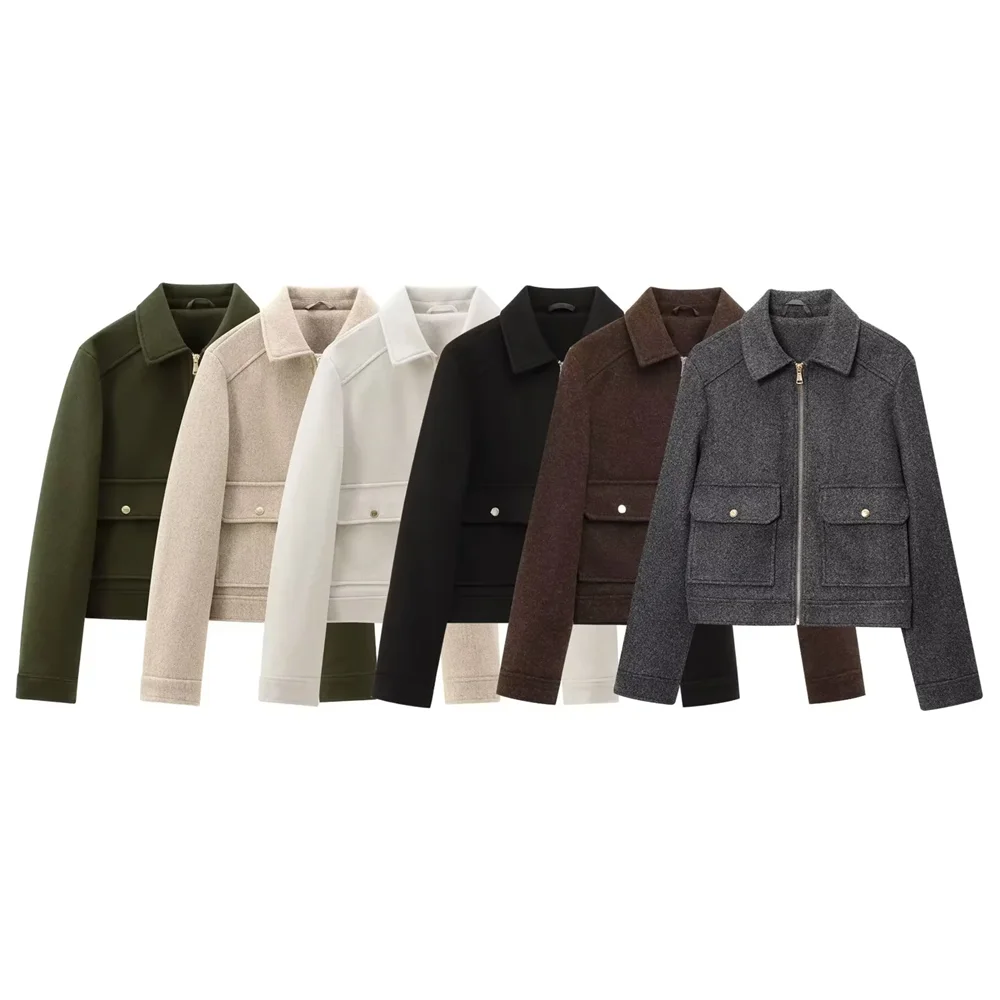 BSK&TRAF2025zipper decoration comfortable simple casual solid color versatile long-sleeved lapel jacket new women's clothing
BSK&TRAF2025zipper decoration comfortable simple casual solid color versatile long-sleeved lapel jacket new women's clothing