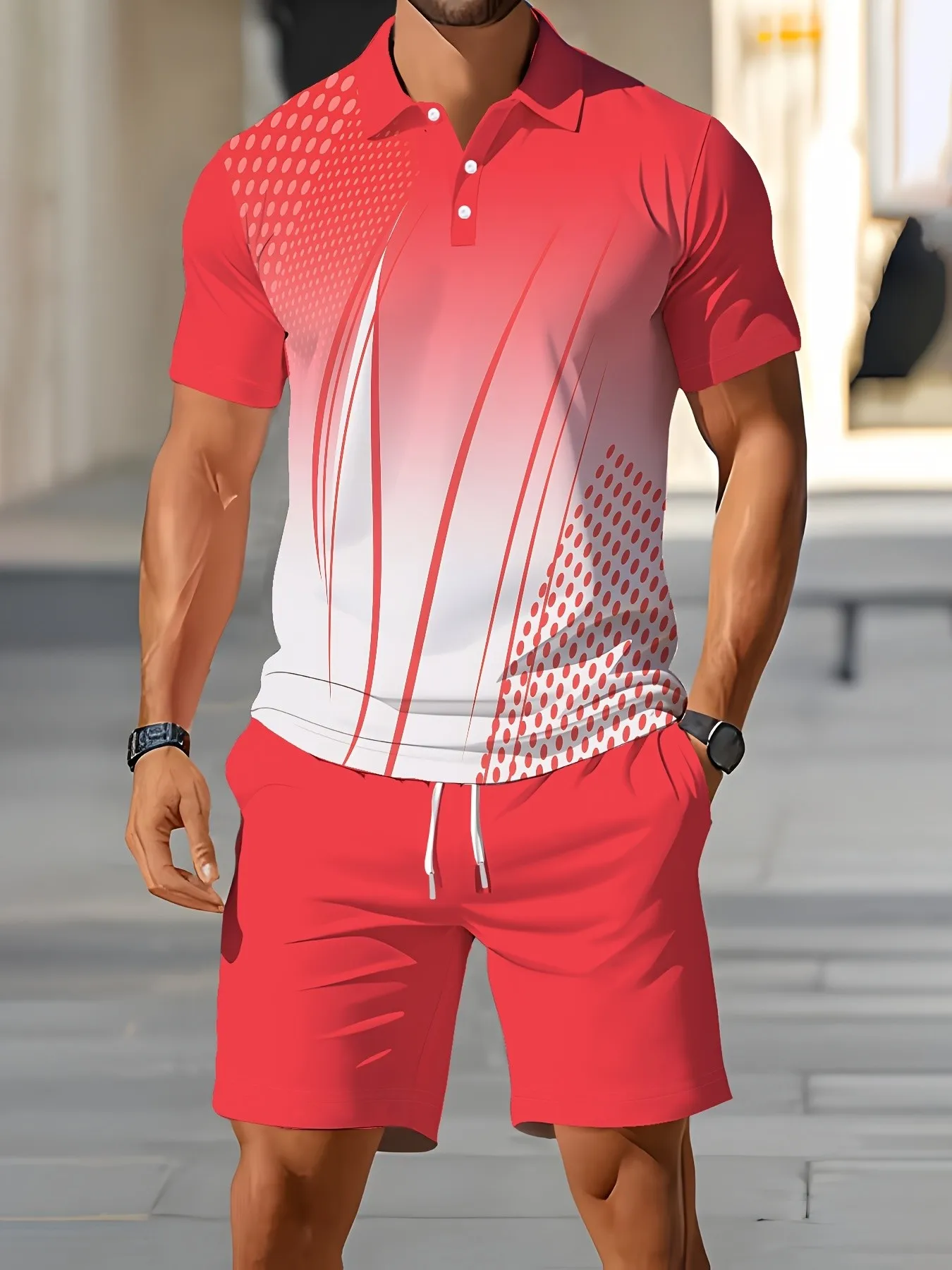 2026 Summer American Men's Polo Shirt Set for Sporty and Casual Wear Fashionable and Comfortable 3D Gradient Pattern Print
2026 Summer American Men's Polo Shirt Set for Sporty and Casual Wear Fashionable and Comfortable 3D Gradient Pattern Print