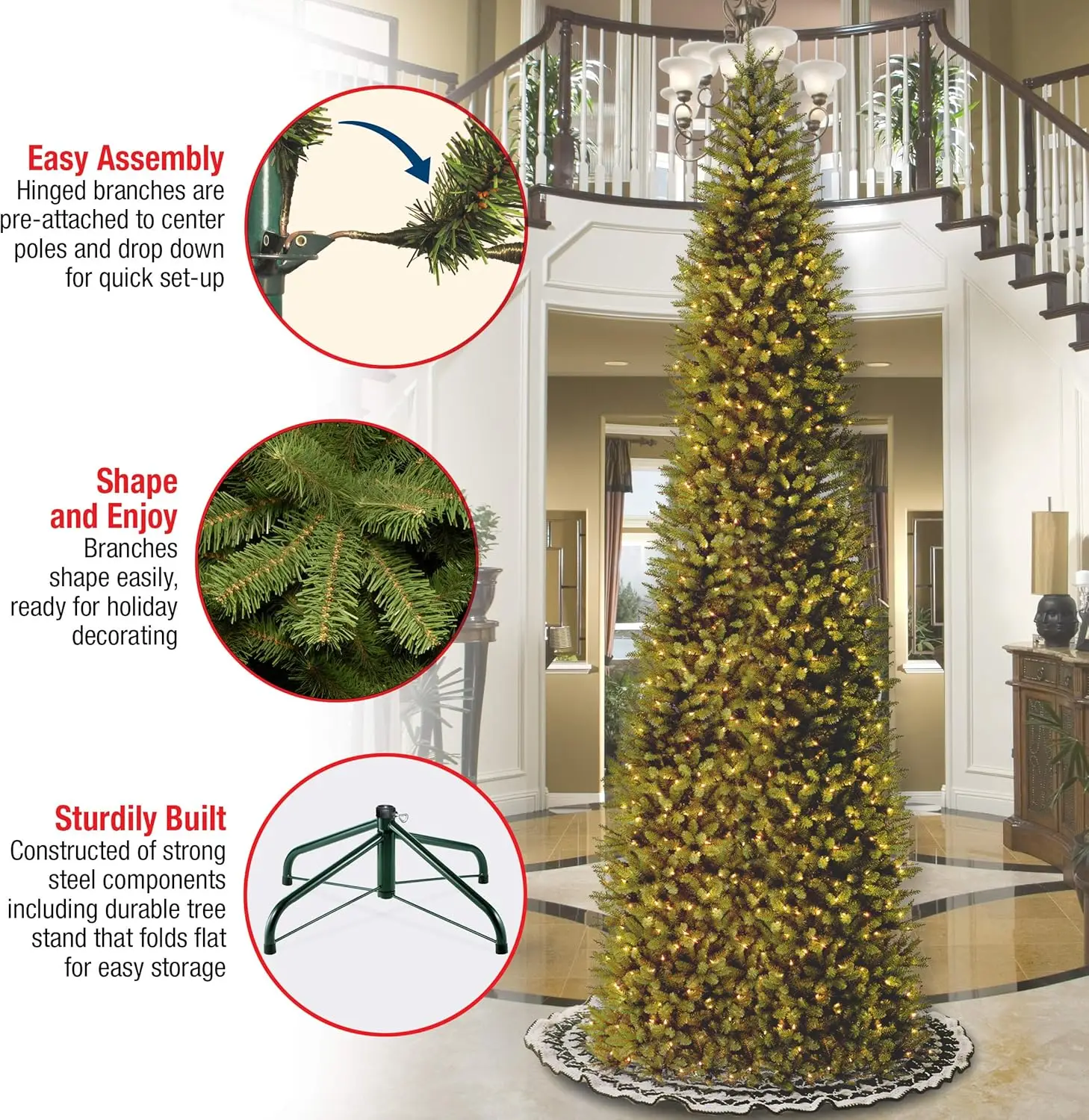 Artificial Slim Christmas Tree, Green, Kingswood Fir, Includes Stand, 12 Feet
Artificial Slim Christmas Tree, Green, Kingswood Fir, Includes Stand, 12 Feet
