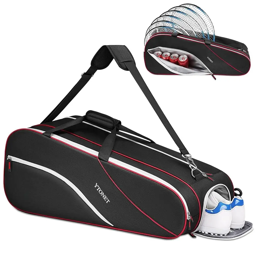 Tennis Bag 6 Rackets, Large Tennis Racket Bag for Men Women with Insulated Pocket Shoe Compartment Water Resistant 3-Ways Ca
Tennis Bag 6 Rackets, Large Tennis Racket Bag for Men Women with Insulated Pocket Shoe Compartment Water Resistant 3-Ways Ca