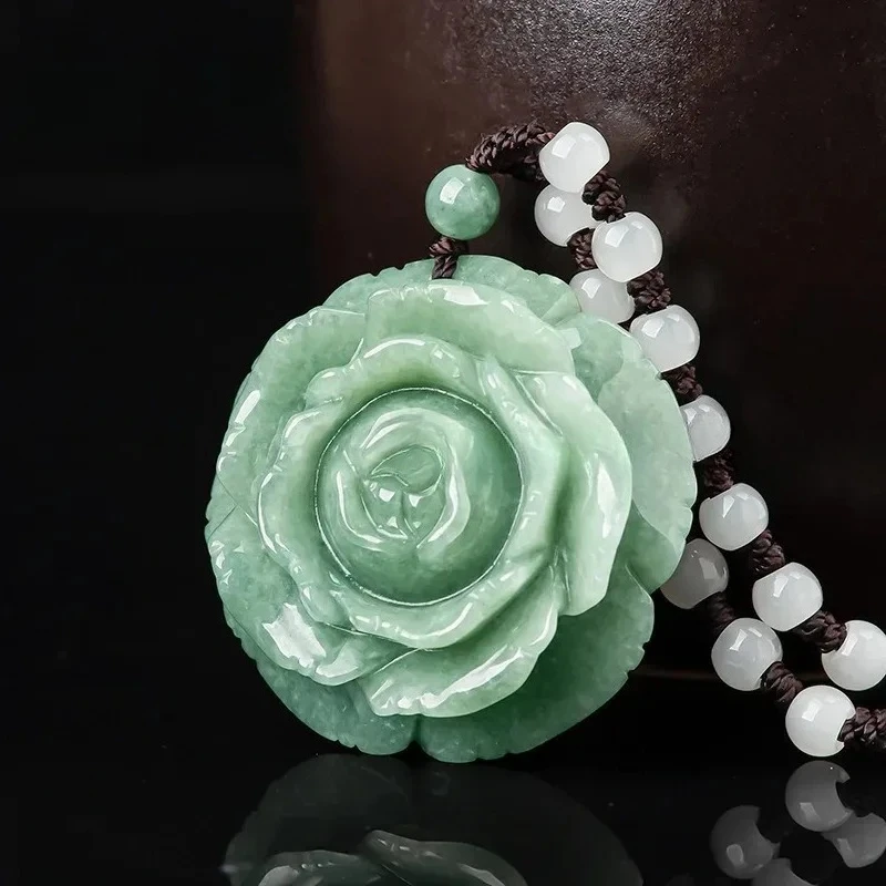 Natural A-goods Jadeite Peony Flower Pendant Hand-carved Fashion Charm Luxury Ice Jade Necklace Men and Women Holiday Gift
Natural A-goods Jadeite Peony Flower Pendant Hand-carved Fashion Charm Luxury Ice Jade Necklace Men and Women Holiday Gift