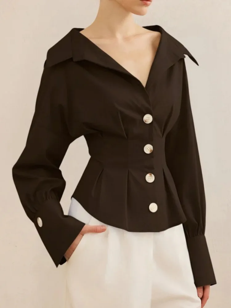 Yeezzi, черно-белая блузка с лацканами во французском стиле, женская 2026, новые элегантные офисные рубашки с длинными рукавами и рюшами на пуговицах и высокой талией
Yeezzi, черно-белая блузка с лацканами во французском стиле, женская 2026, новые элегантные офисные рубашки с длинными рукавами и рюшами на пуговицах и высокой талией