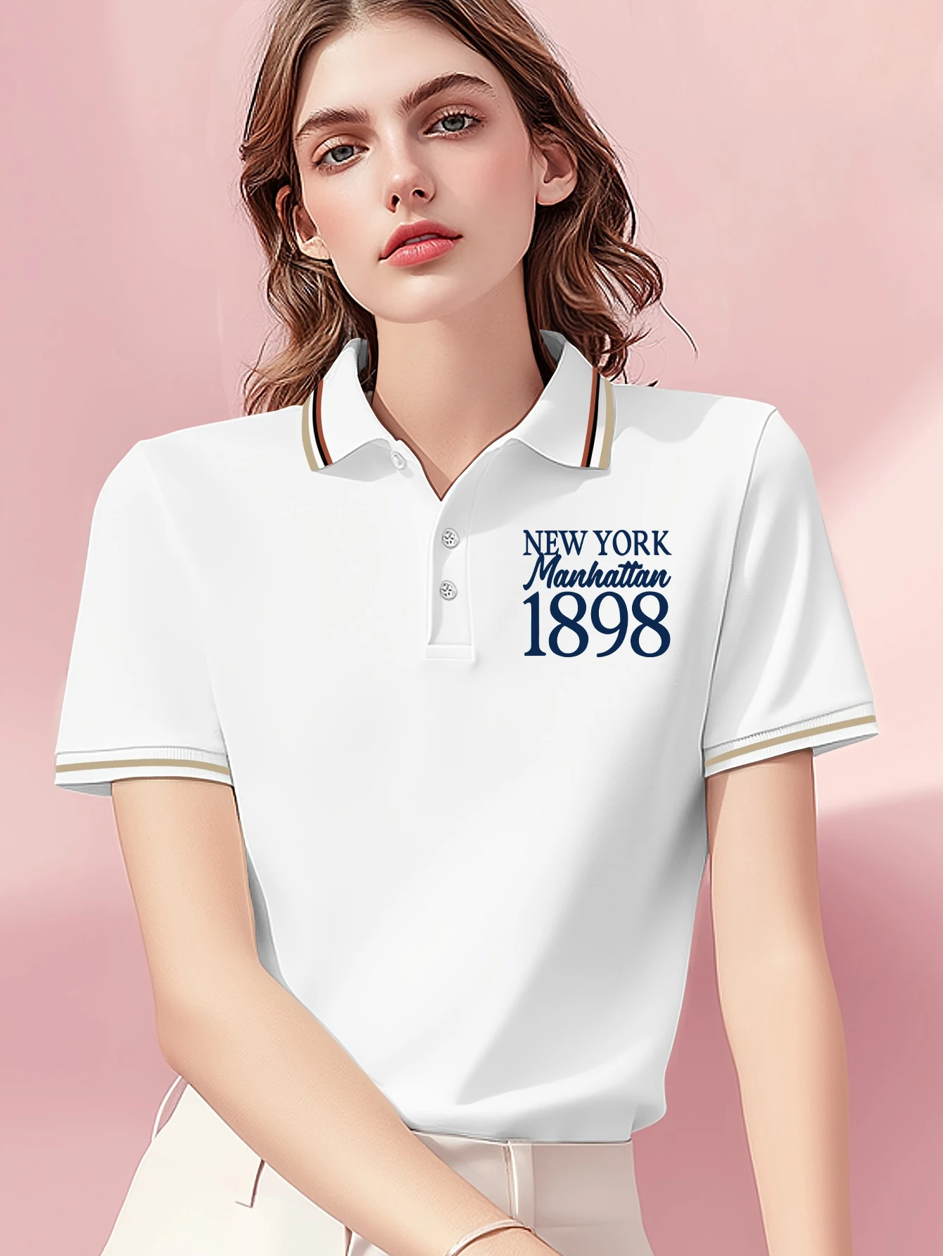 New York 1898 Revers Polo Shirt Women Multicolor Trendy Top Casual Breathable Shirts Comfortable Simple Soft Paux Clothes
New York 1898 Revers Polo Shirt Women Multicolor Trendy Top Casual Breathable Shirts Comfortable Simple Soft Paux Clothes