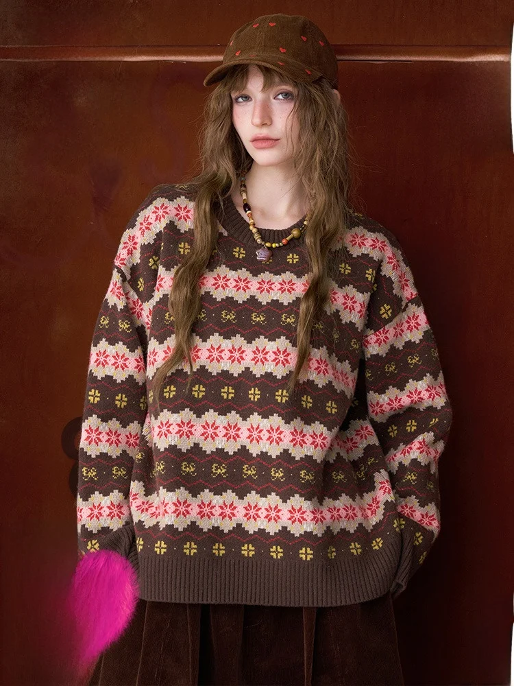 Женский вязаный свитер Elves ket Thiened, свободного кроя, зимний, в стиле Island, новогодний, цвет кофе, с круглым вырезом, длинный рукав
Женский вязаный свитер Elves ket Thiened, свободного кроя, зимний, в стиле Island, новогодний, цвет кофе, с круглым вырезом, длинный рукав