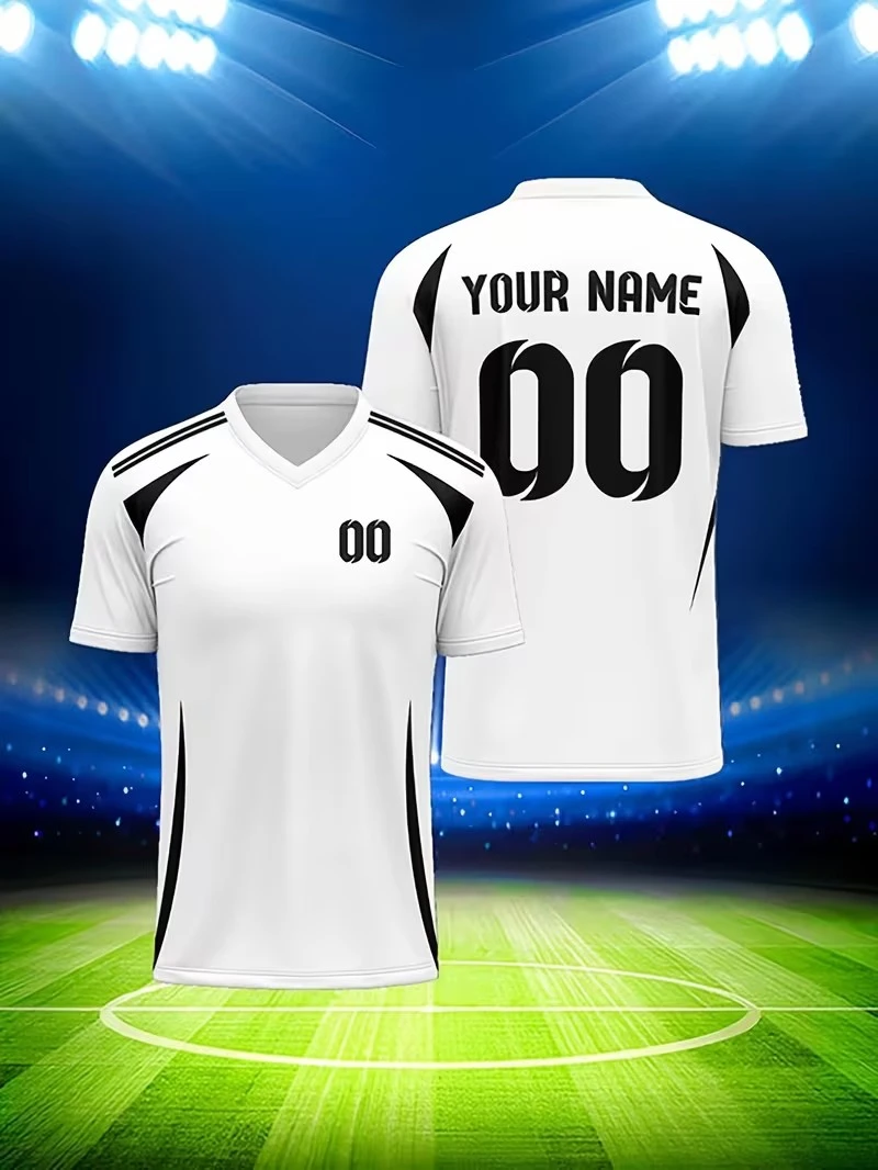 Футбольный трикотаж с 3D-принтом на заказ, имя команды, новые спортивные футболки в полоску, трикотажные изделия для киберспорта, крутые топы с v-образным вырезом, футболка унисекс
Футбольный трикотаж с 3D-принтом на заказ, имя команды, новые спортивные футболки в полоску, трикотажные изделия для киберспорта, крутые топы с v-образным вырезом, футболка унисекс