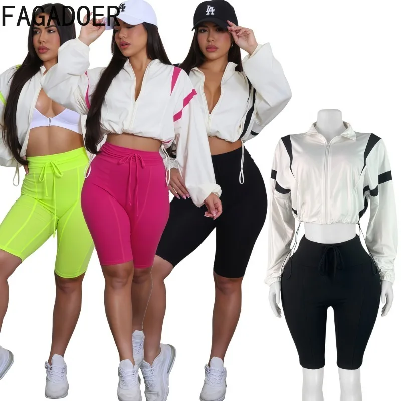 FAGADOER Fashion Sports 2 Pieces Set for Woman Color Block Drawstring Patchwork Crop Top and Pants Outfit Female Streetwear New
FAGADOER Fashion Sports 2 Pieces Set for Woman Color Block Drawstring Patchwork Crop Top and Pants Outfit Female Streetwear New