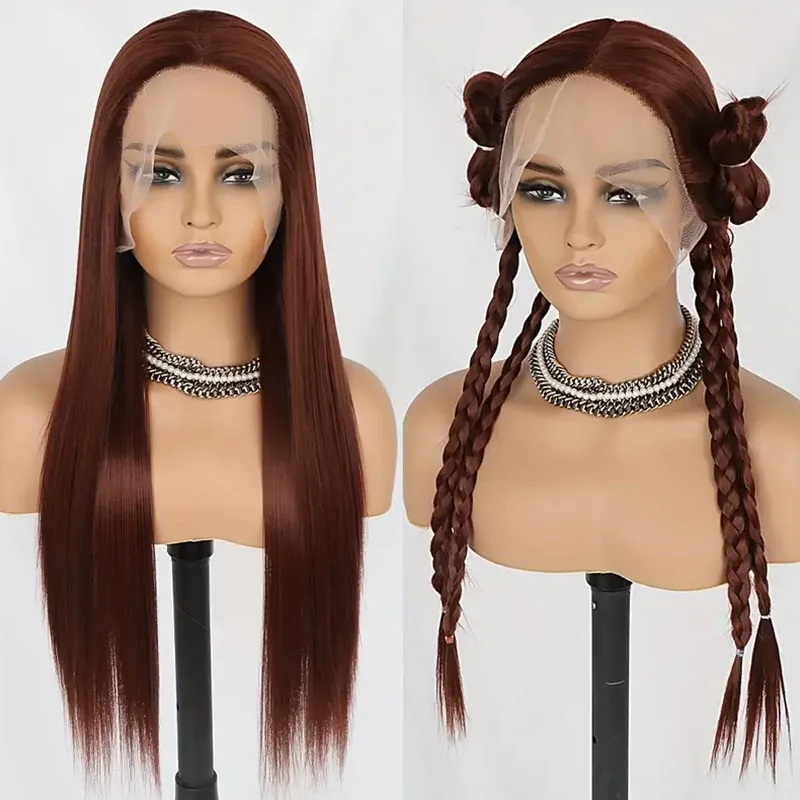 Auburn Brown Lace Front Wig for Women Long Straight Hair Wigs Pre Plucked Synthetic Frontal Lace Wigs Soft Hair for Daily Party
Auburn Brown Lace Front Wig for Women Long Straight Hair Wigs Pre Plucked Synthetic Frontal Lace Wigs Soft Hair for Daily Party