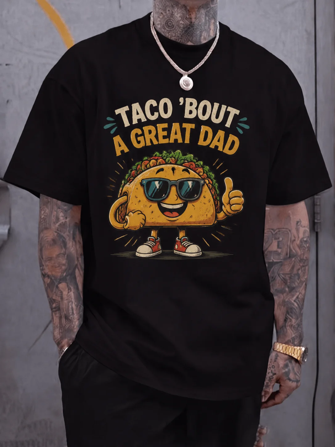 Men Graphic t Shirt Short Sleeve Loose Fit 50 Percent Cotton 50 Percent Polyester Stretch Fabric Taco Dad Print Streetwear
Men Graphic t Shirt Short Sleeve Loose Fit 50 Percent Cotton 50 Percent Polyester Stretch Fabric Taco Dad Print Streetwear