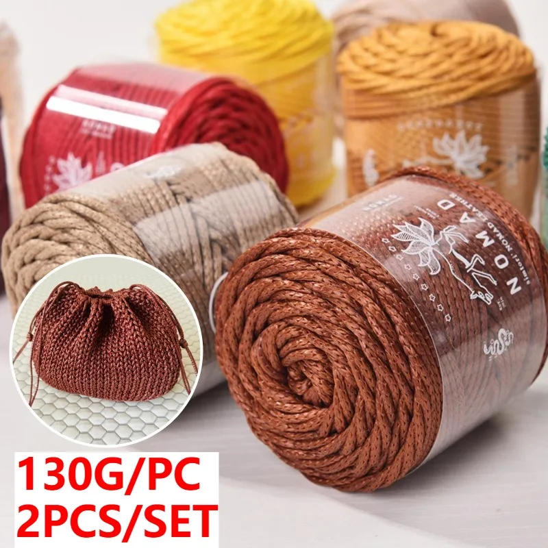 130G 2PCS 2MM Imitation Cowhide Rope Polyester Knitting Cord Crochet Rope for Hand-woven Craftsmanship Bags Packaging Line
130G 2PCS 2MM Imitation Cowhide Rope Polyester Knitting Cord Crochet Rope for Hand-woven Craftsmanship Bags Packaging Line