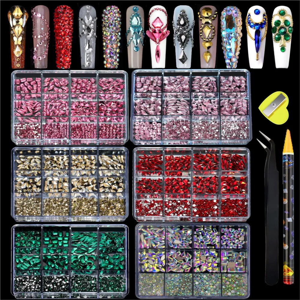 12 Grid Glass Diamond Jewelry Nail Charms Kit AB Pink Flat Bottom Drill Nail Art Rhinestones Luxury Crystal Stone Manicure Parts
12 Grid Glass Diamond Jewelry Nail Charms Kit AB Pink Flat Bottom Drill Nail Art Rhinestones Luxury Crystal Stone Manicure Parts