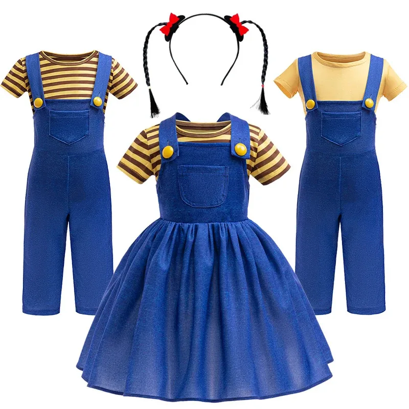 New Halloween Cosplay Kids Agnes Strap Dress for Girls Boys Yellow Striped T-shirt + Overalls Toddler Baby Girl Boy Clothing Set
New Halloween Cosplay Kids Agnes Strap Dress for Girls Boys Yellow Striped T-shirt + Overalls Toddler Baby Girl Boy Clothing Set
