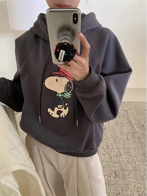 Korean Style Thickened Baby Velvet Hoodie Women's Cartoon Print Sweatshirt Winter Outerwear Long Sleeve Loose Fit Commute Style
Korean Style Thickened Baby Velvet Hoodie Women's Cartoon Print Sweatshirt Winter Outerwear Long Sleeve Loose Fit Commute Style