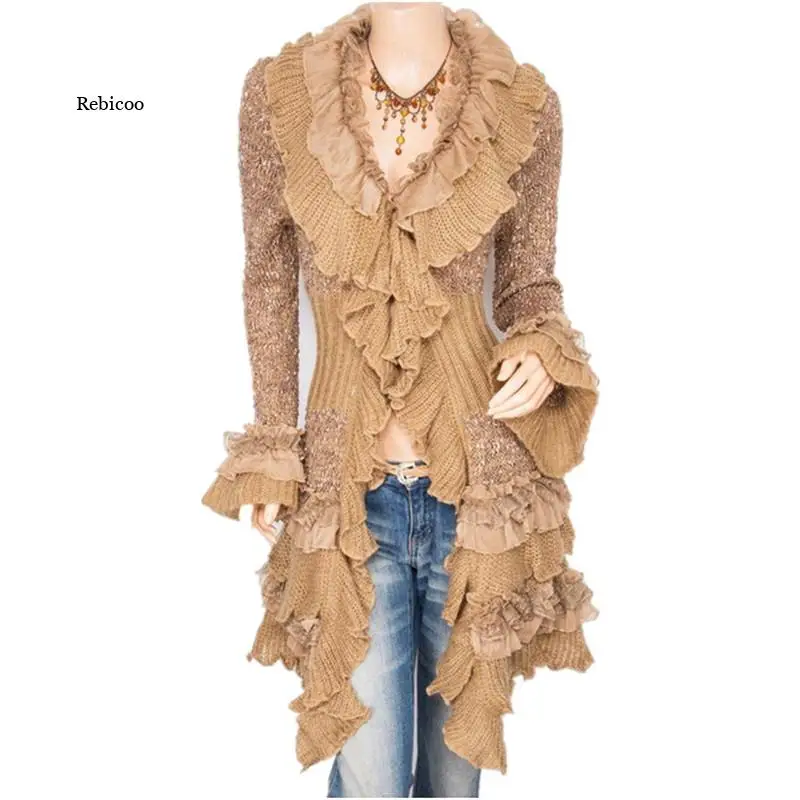 Medieval Vintage Women Knit Sweater Cardigan Dress Women Lace Up Flared Sleeve Lace Jacket Female Stand Collar Cardigan 2022
Medieval Vintage Women Knit Sweater Cardigan Dress Women Lace Up Flared Sleeve Lace Jacket Female Stand Collar Cardigan 2022