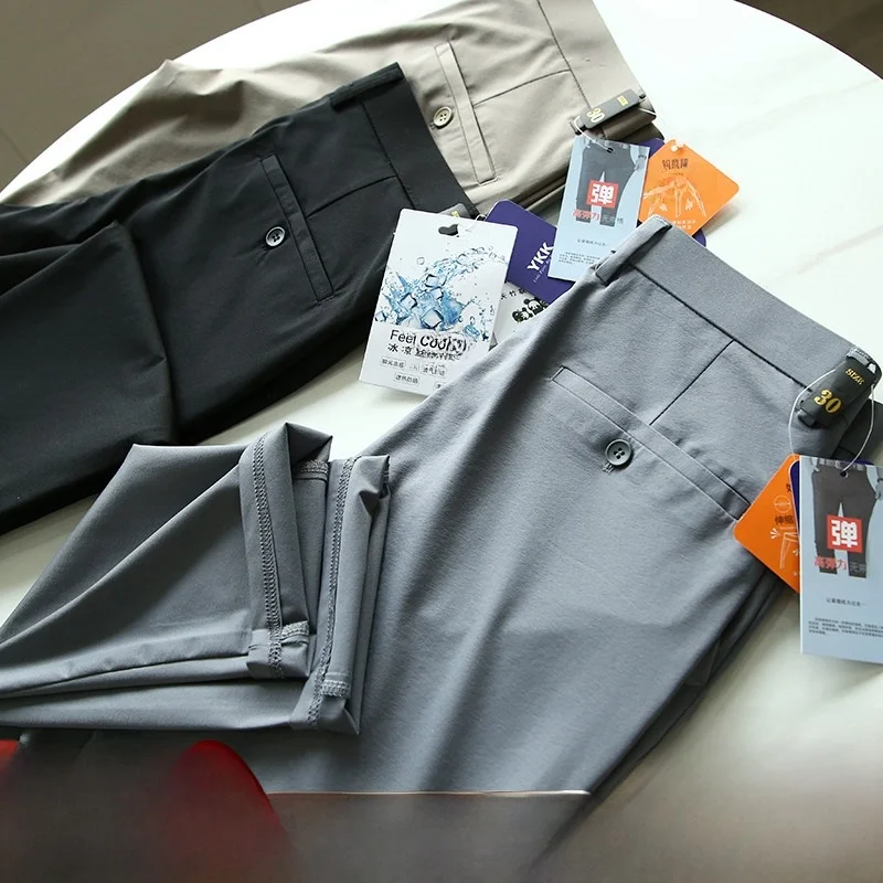 Ice Silk Fabric Men's Comfortable Elastic Casual Pants Breathable Faionable Urban Sle Long Trousers Summer New Arrival
Ice Silk Fabric Men's Comfortable Elastic Casual Pants Breathable Faionable Urban Sle Long Trousers Summer New Arrival