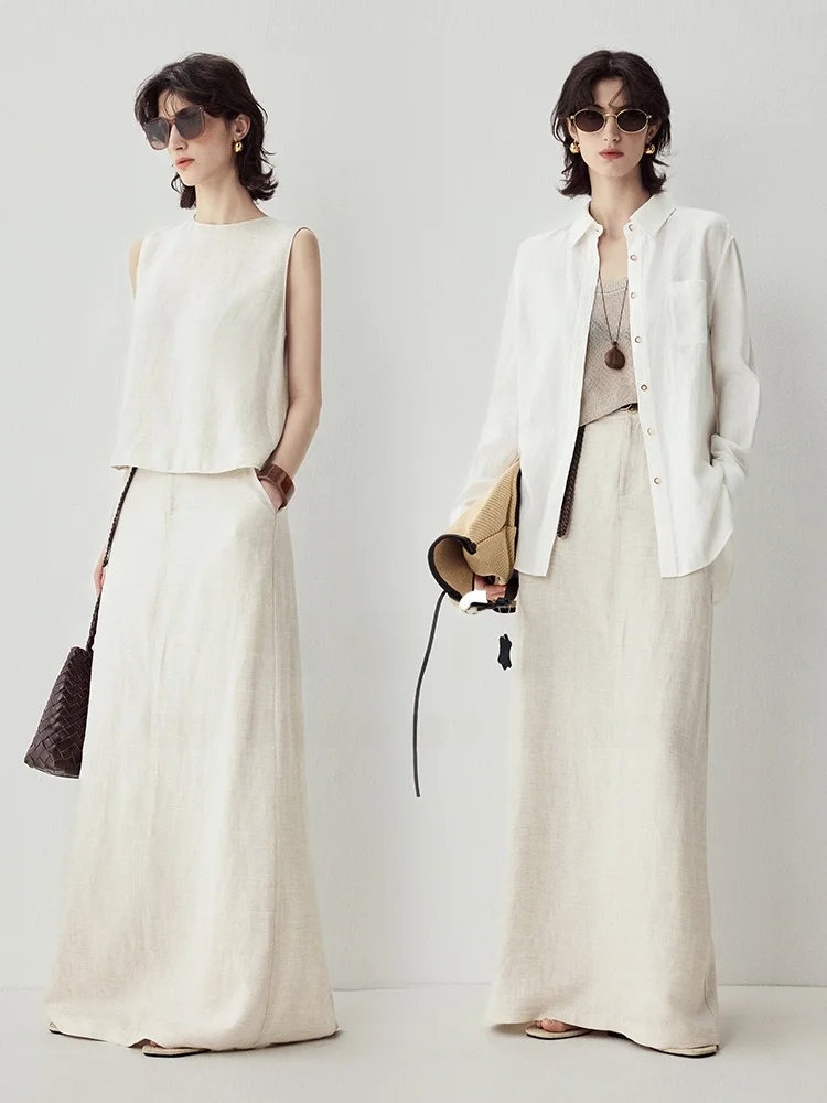 Laoqian Jingshu Linen Set Sofa Stylish Slim Fit Sleeveless Top Straight Long Skirt Two Piece Set Women's Fashion City Walk
Laoqian Jingshu Linen Set Sofa Stylish Slim Fit Sleeveless Top Straight Long Skirt Two Piece Set Women's Fashion City Walk
