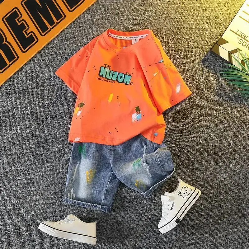 Boys Clothes Kids Summer Outfit Set 2025 New Children's Short Sleeved Thin T-shirt Denim Shorts 2-piece Set
Boys Clothes Kids Summer Outfit Set 2025 New Children's Short Sleeved Thin T-shirt Denim Shorts 2-piece Set