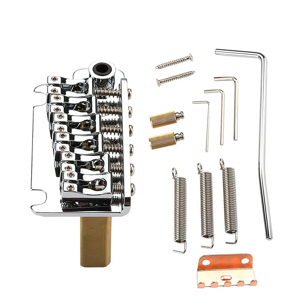Guitar Tremolo Bridge 83.2x40.6 Sapceing 54MM(5x10.8MM) 6 String Brass Block Cambered Surface Saddle Chrome Guitar Parts
Guitar Tremolo Bridge 83.2x40.6 Sapceing 54MM(5x10.8MM) 6 String Brass Block Cambered Surface Saddle Chrome Guitar Parts