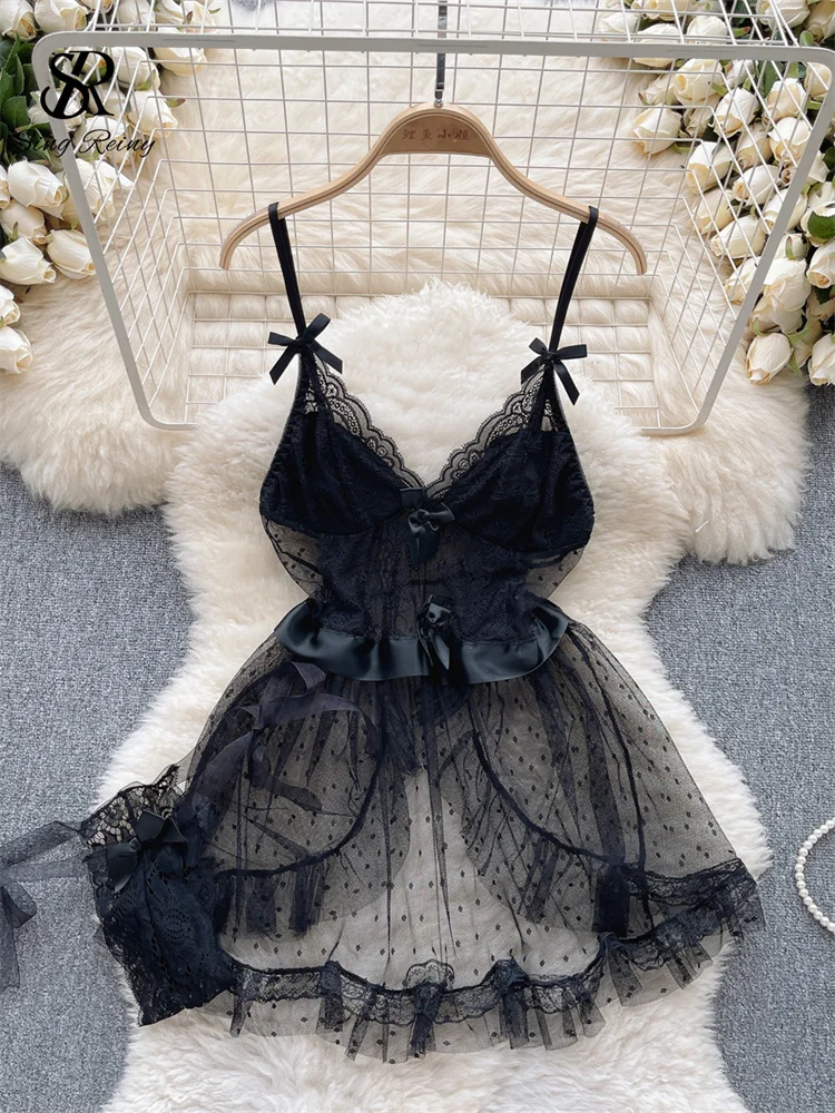 SINGREINY Porno Bow Lace Camis Nightwear Fashion V Neck Sheer Club Night Dress Ladies Sheer Split Backless Erotic Sexy Pajamas 
SINGREINY Porno Bow Lace Camis Nightwear Fashion V Neck Sheer Club Night Dress Ladies Sheer Split Backless Erotic Sexy Pajamas