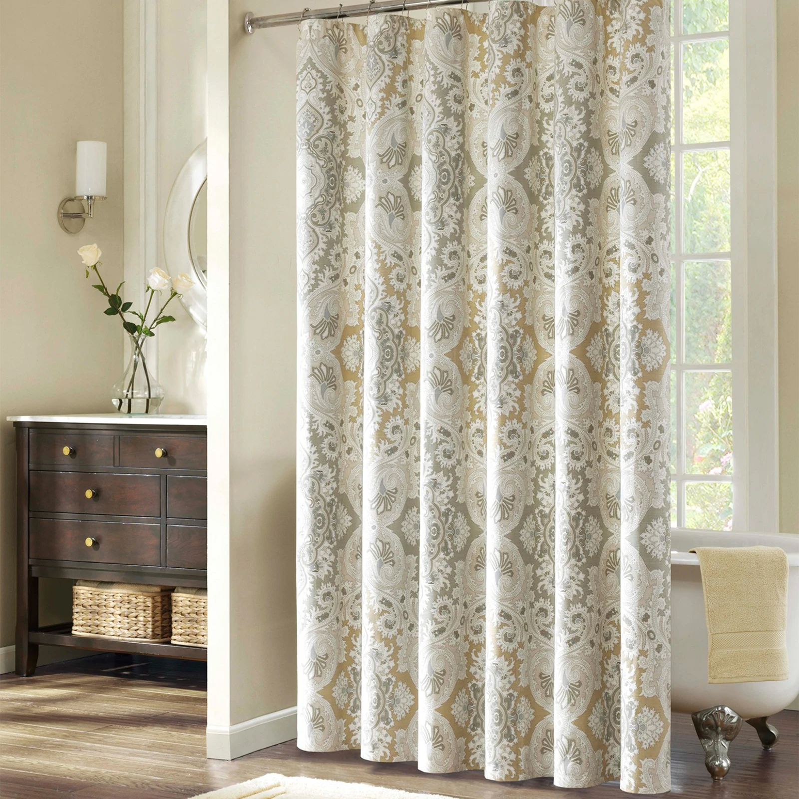 Palermo Farmhouse Khaki Classic Polyester Waterproof Fabric Paisley Vintage Printed Decorative Taupe Shower Curtain
Palermo Farmhouse Khaki Classic Polyester Waterproof Fabric Paisley Vintage Printed Decorative Taupe Shower Curtain