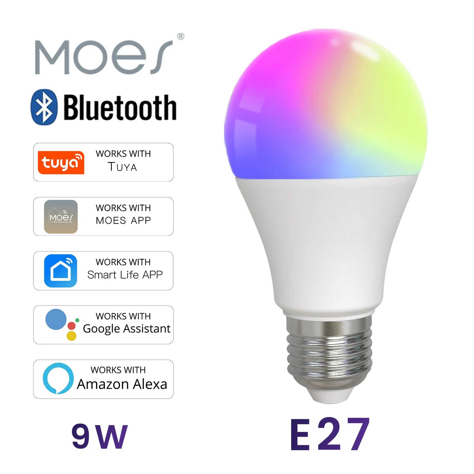 TUYA Smart LED Bulb 9W E27 - Bluetooth Dimmable Color Adjustable Voice Control Compatible with Alexa Google for Party Lighting
TUYA Smart LED Bulb 9W E27 - Bluetooth Dimmable Color Adjustable Voice Control Compatible with Alexa Google for Party Lighting