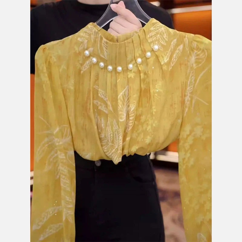 Ele Casual Luxury Women's irt round Ne Long Sve Pearl Embellied Faionable Korean Sle Office Wear Breathable
Ele Casual Luxury Women's irt round Ne Long Sve Pearl Embellied Faionable Korean Sle Office Wear Breathable