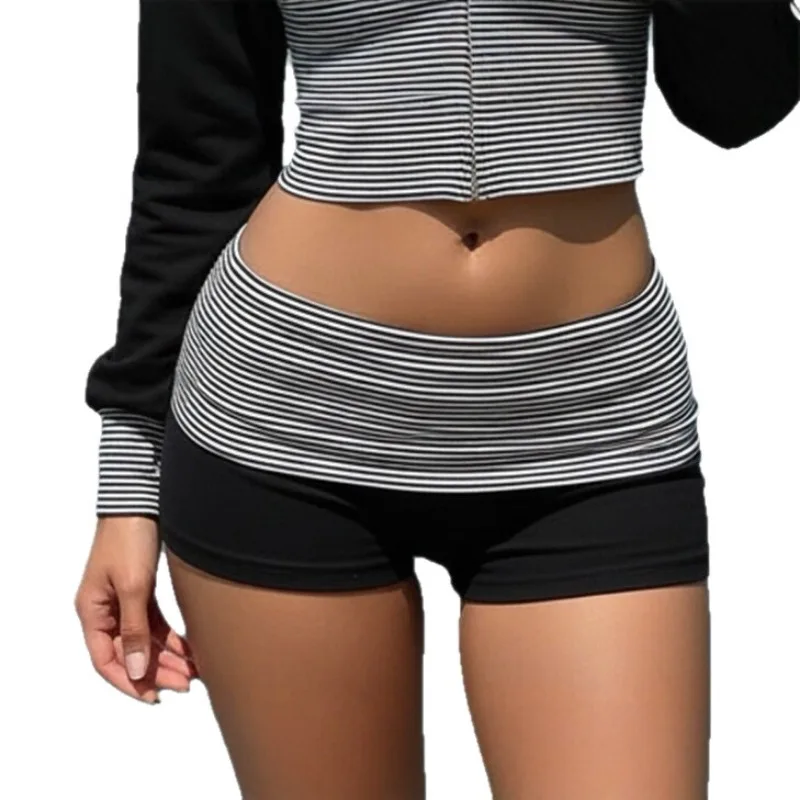 Women's Striped Fold Over Waist Shorts Casual Black and White Summer Bottoms
Women's Striped Fold Over Waist Shorts Casual Black and White Summer Bottoms