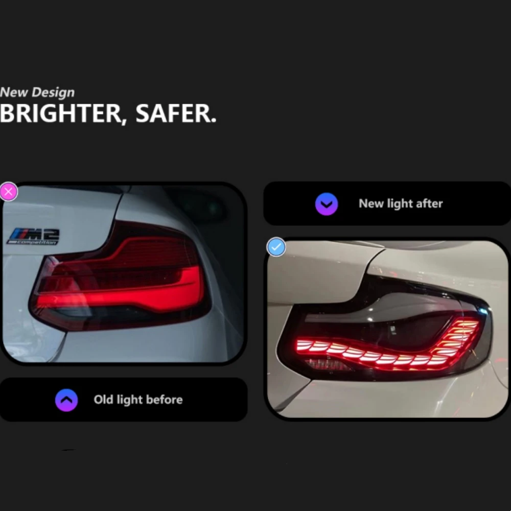Car Taillights For BMW F22 F23 F87 M2 2014-2022 GTS OLED Style Tail Lamp With Sequential Turn Signal Animation Parking Facelift
Car Taillights For BMW F22 F23 F87 M2 2014-2022 GTS OLED Style Tail Lamp With Sequential Turn Signal Animation Parking Facelift