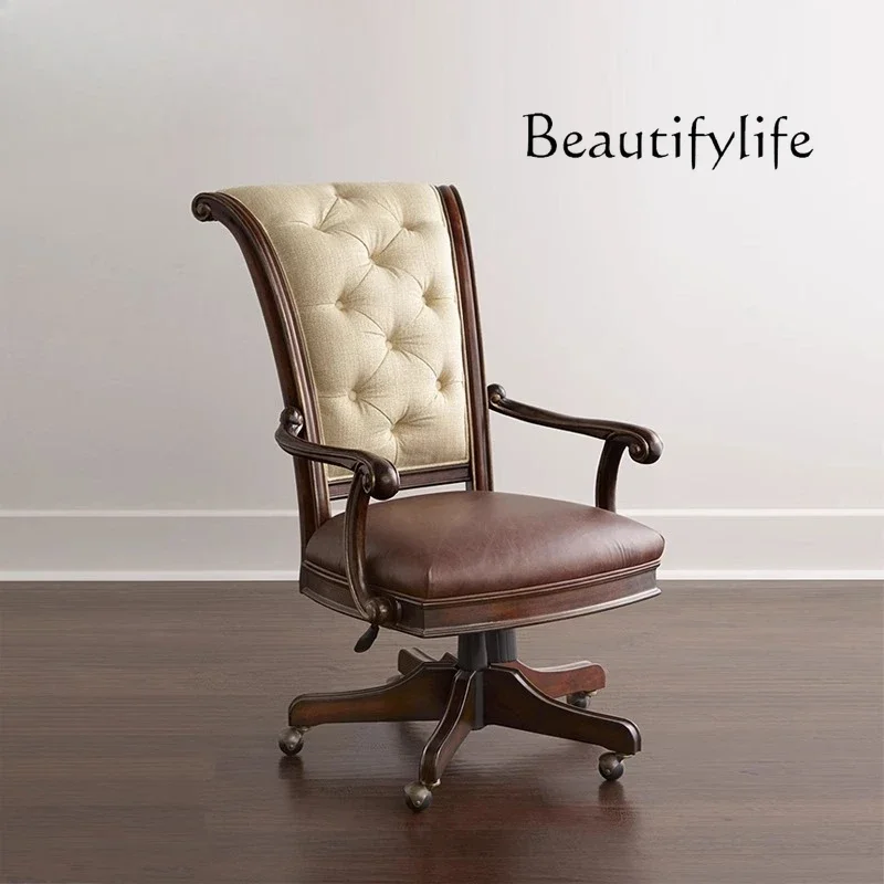 American rural retro solid wood rotating book chair antique and old lifting office leather computer chair
American rural retro solid wood rotating book chair antique and old lifting office leather computer chair