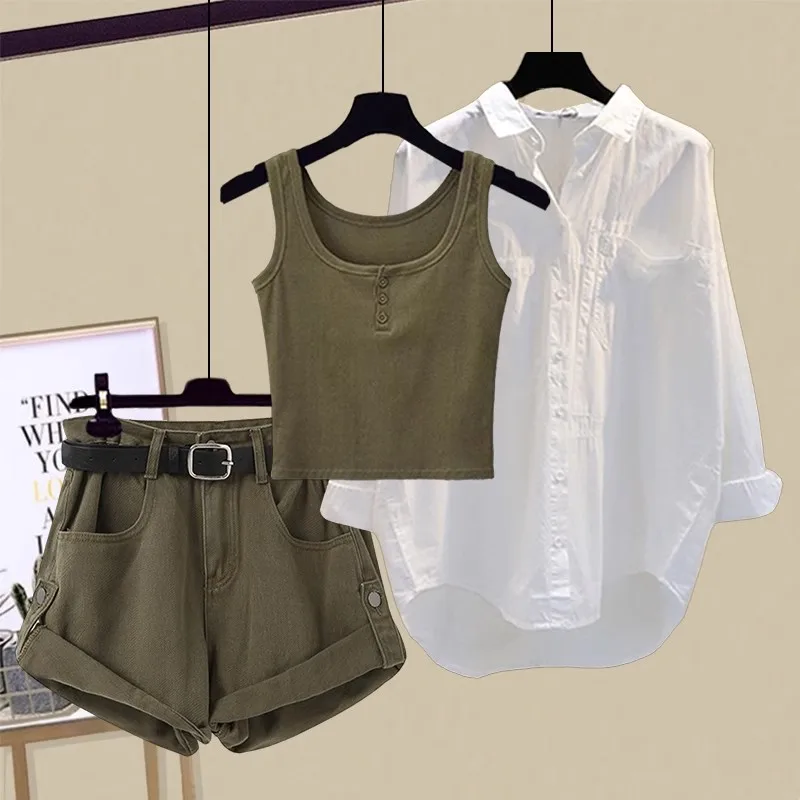 Комплект спецодежды для горячих девушек в американском стиле ретро, женский летний новый комплект с защитой от солнца, спортивный ремень, джинсовый комплект футболок
Комплект спецодежды для горячих девушек в американском стиле ретро, женский летний новый комплект с защитой от солнца, спортивный ремень, джинсовый комплект футболок