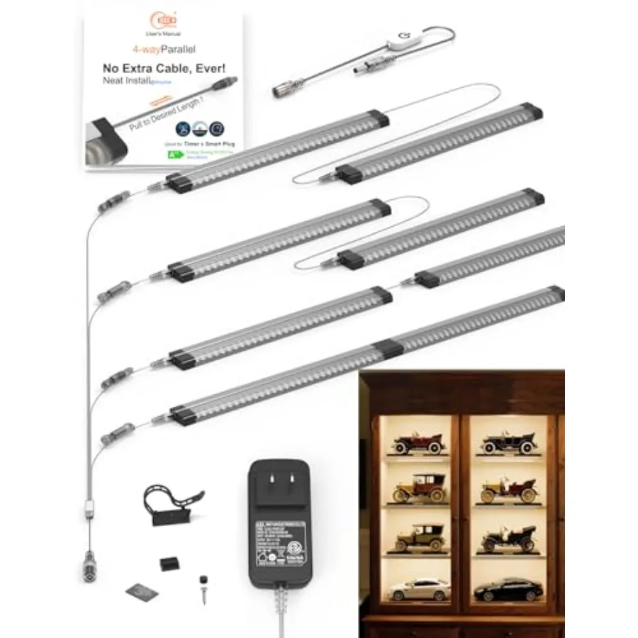 LED Shelf Lights for Bookshelf"Splitter Parallel Under Cabinet Lighting Built-in Adjustable Cable Kitchen Counter Lights Bar Di
LED Shelf Lights for Bookshelf"Splitter Parallel Under Cabinet Lighting Built-in Adjustable Cable Kitchen Counter Lights Bar Di